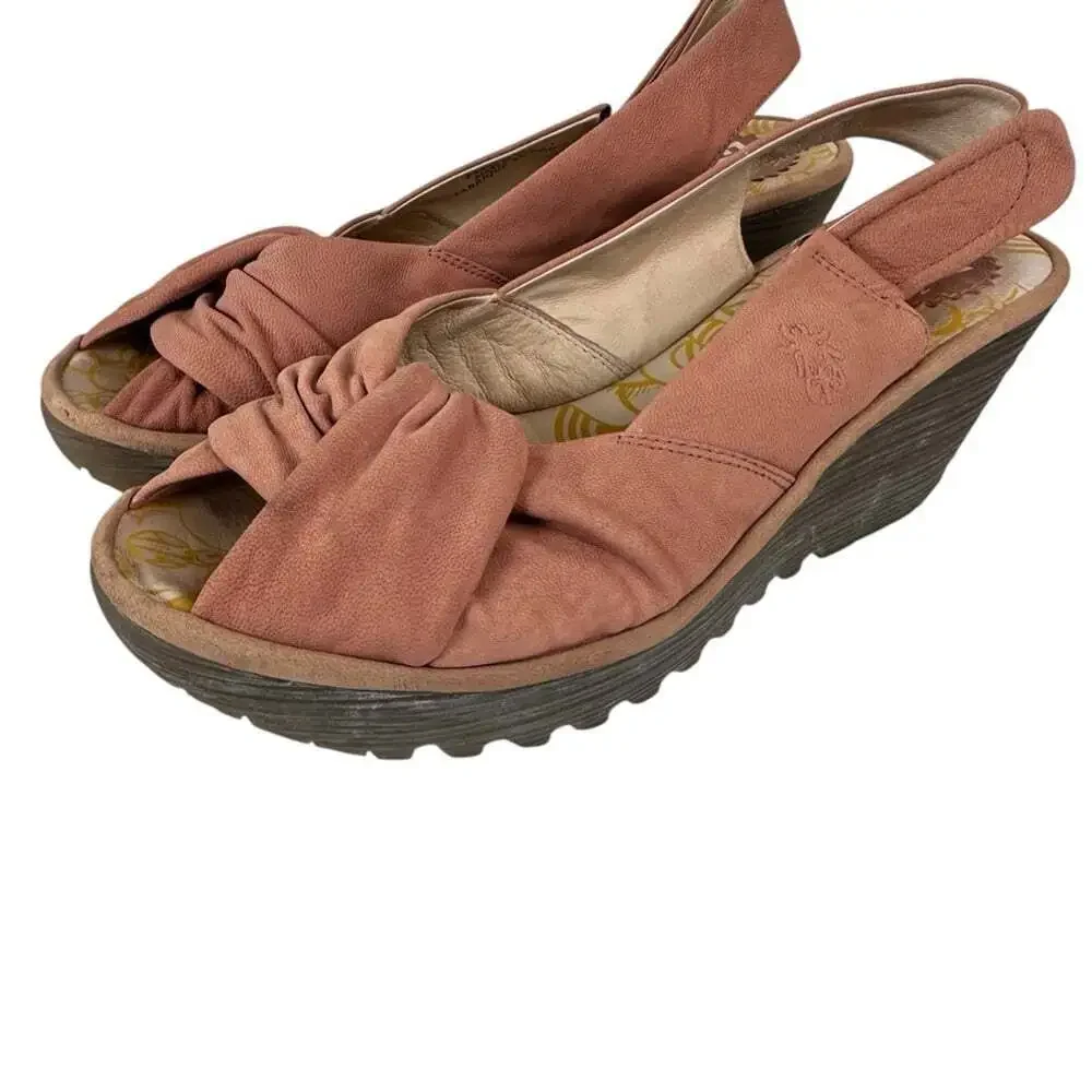 Fly London Womens Yakin Slingback Wedge Sandals Leather Platform EU 41